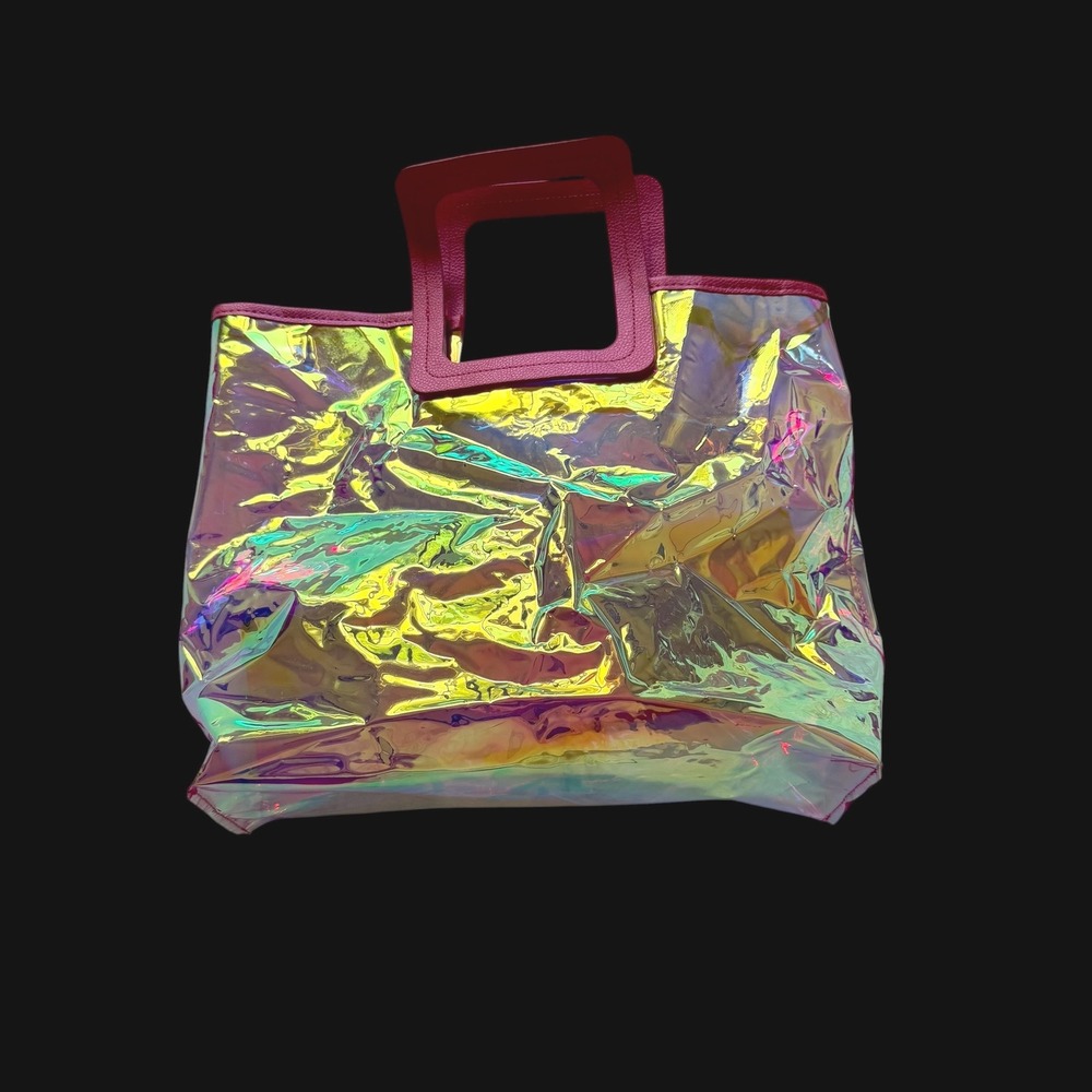 Juicy Couture Holographic Iridescent Pink Tote Bag PVC Beach Bag Handbag